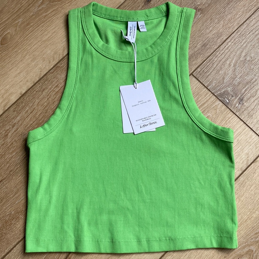 & Other Stories Green Cropped Tank Ribbed EUR 40 US M?  SEE Measurements…